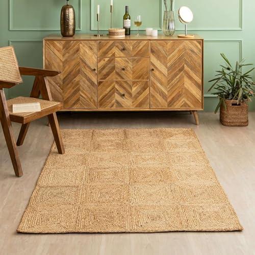 【並行輸入品】 GI Loom Hand Braided Natural Hemp Area Rug with Geometric Patter_1