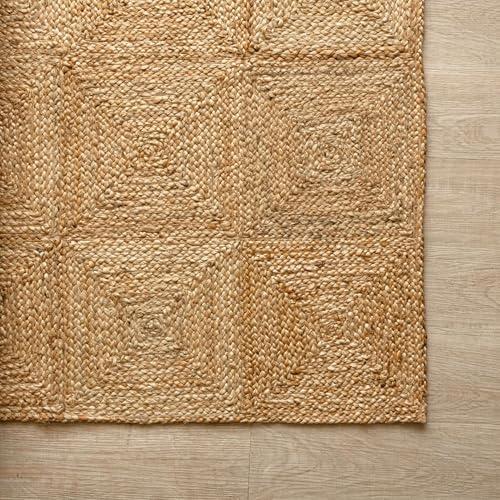 【並行輸入品】 GI Loom Hand Braided Natural Hemp Area Rug with Geometric Patter_4