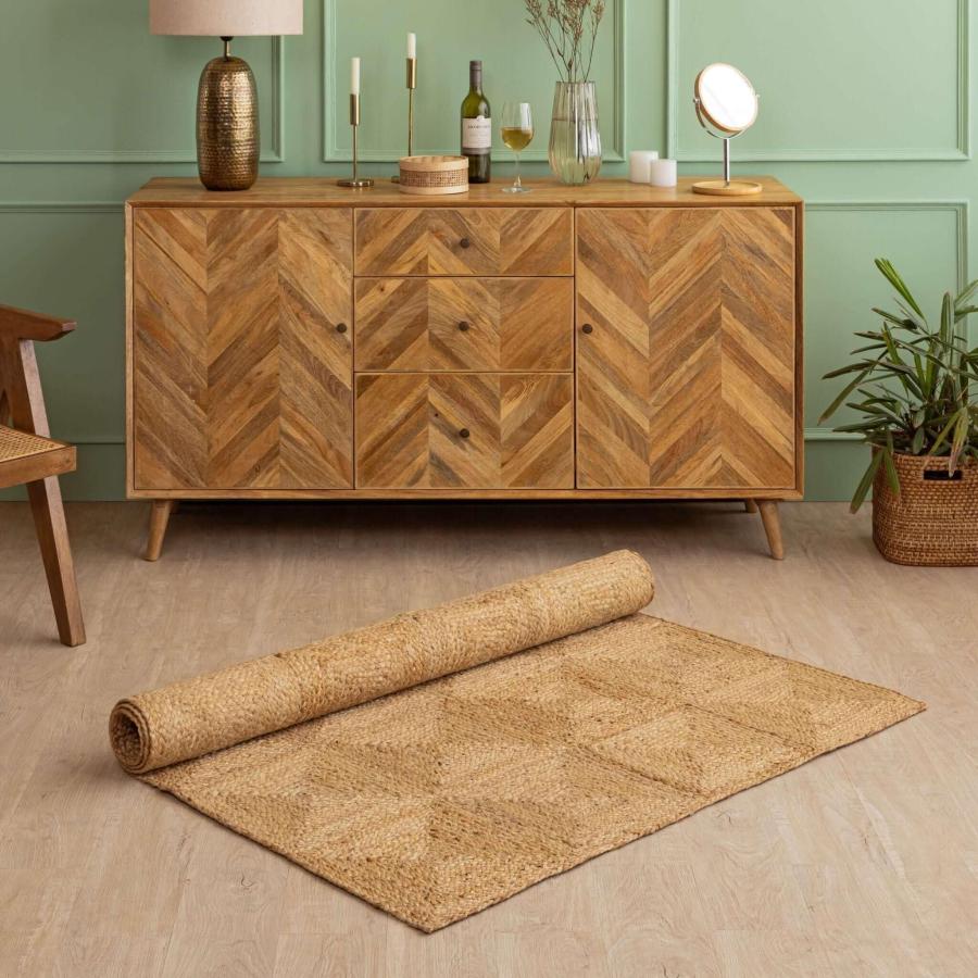 【並行輸入品】 GI Loom Hand Braided Natural Hemp Area Rug with Geometric Patter_6