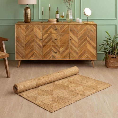 【並行輸入品】 GI Loom Hand Braided Natural Hemp Area Rug with Geometric Patter_7