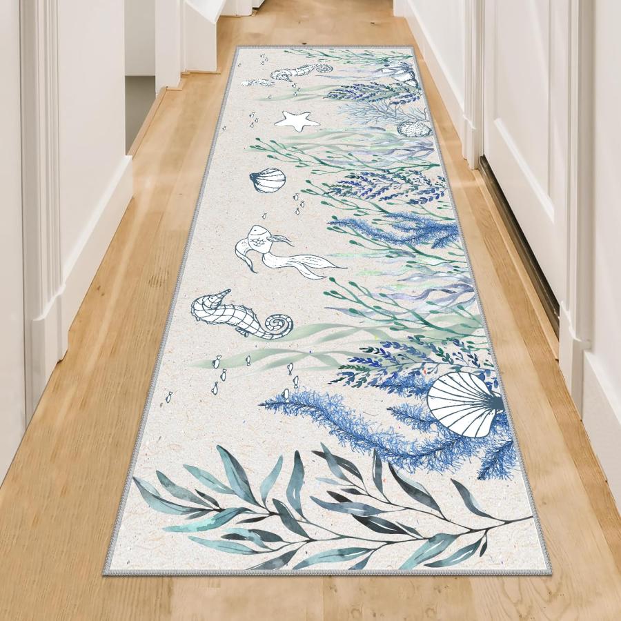 【並行輸入品】 LGGLOVELIN Seaside Area Rug， 1.3x7ft Runner Entryway Rug， Non Sl_3