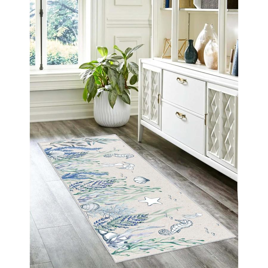 【並行輸入品】 LGGLOVELIN Seaside Area Rug， 1.3x7ft Runner Entryway Rug， Non Sl_9