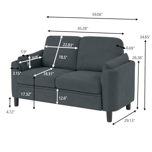 【並行輸入品】 Jarenie Small Loveseat Sofa，60" Modern Love Seat Couch with Back