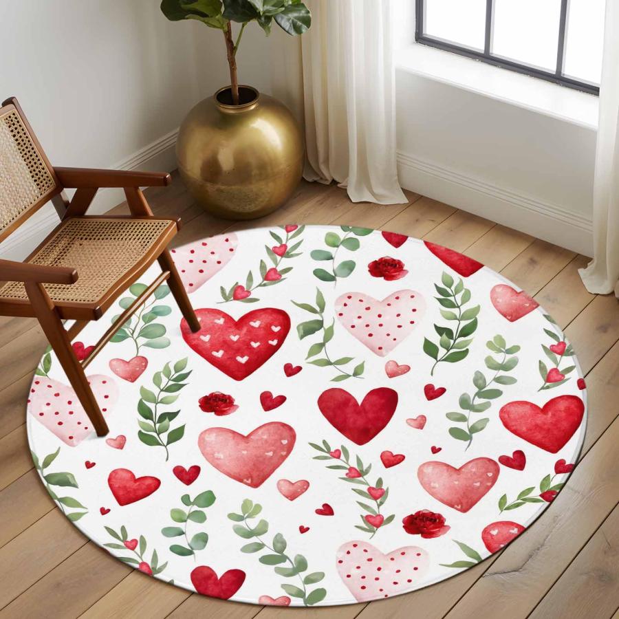 並行輸入品】 Valentine's Day Round Rugs for Living Room 6ft