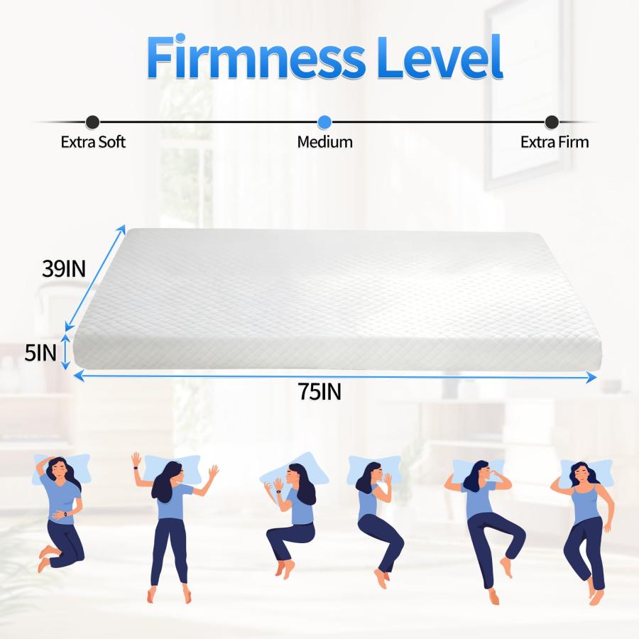 【並行輸入品】 YRLLENSDAN 5 Inch Twin XL Memory Foam Mattress， Cooling Gel Twin_3