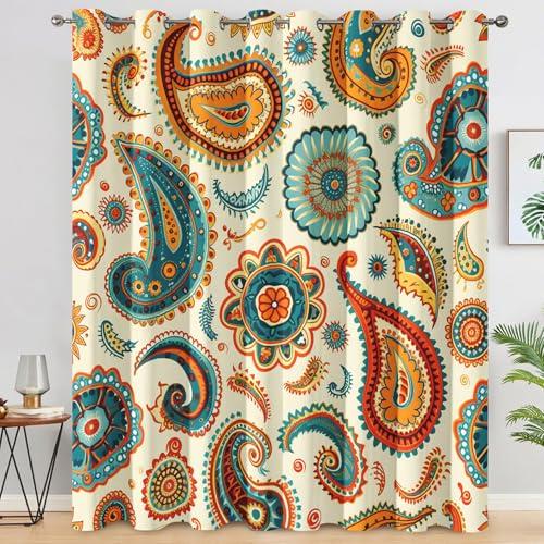 【並行輸入品】 Bohemian Paisley Curtains for Living Room Vintage Paisley Curt_1
