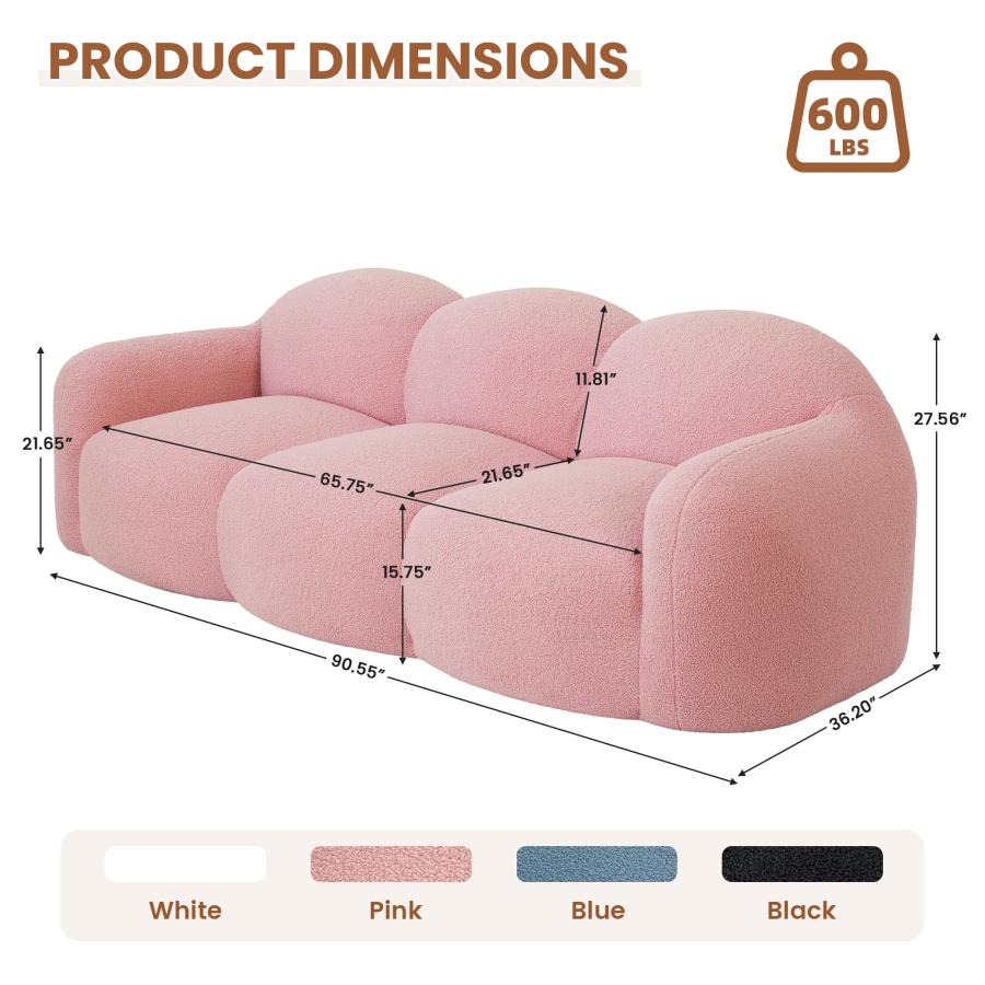 【並行輸入品】 Sdorens 90.55 Inches 3 Seater Sofa Couch， Modern Teddy Plush Bon_3