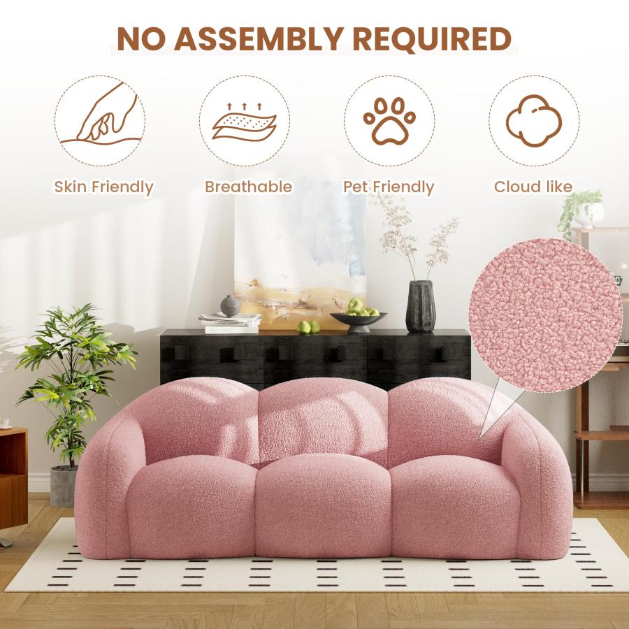 【並行輸入品】 Sdorens 90.55 Inches 3 Seater Sofa Couch， Modern Teddy Plush Bon_6
