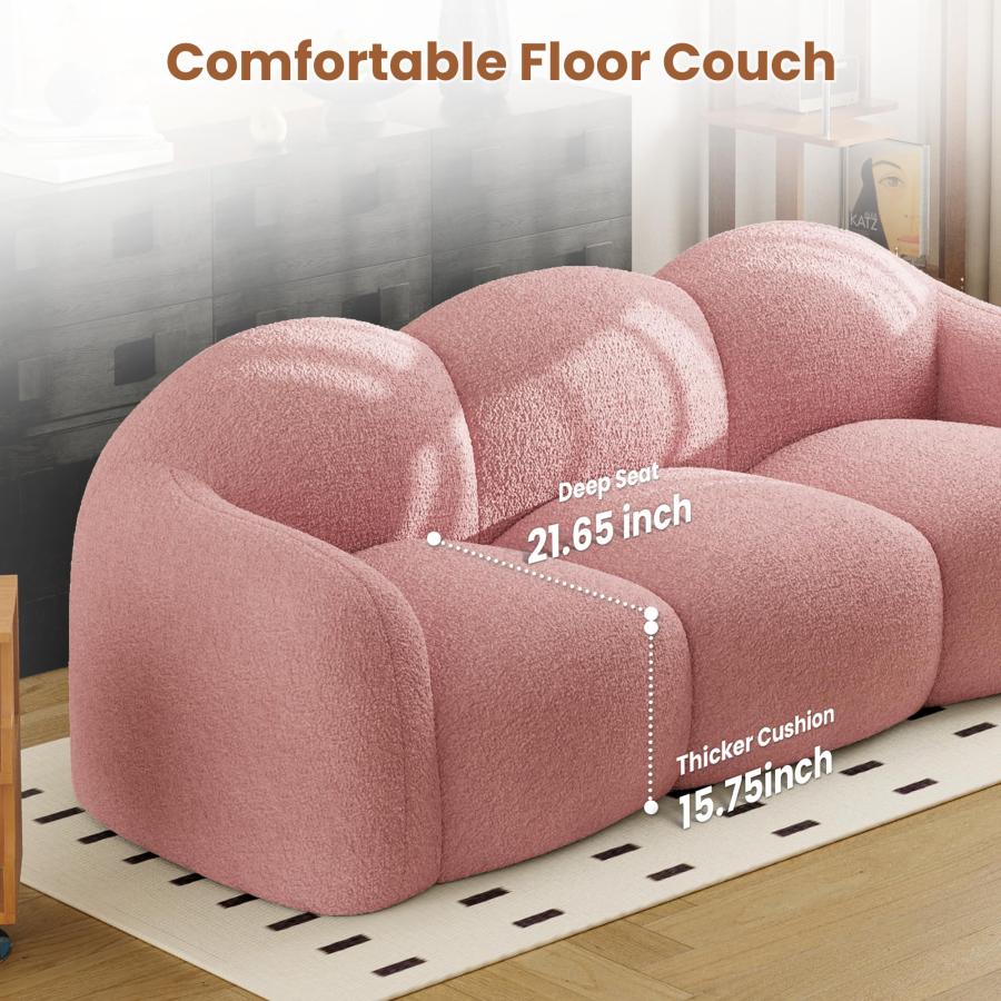 【並行輸入品】 Sdorens 90.55 Inches 3 Seater Sofa Couch， Modern Teddy Plush Bon_9