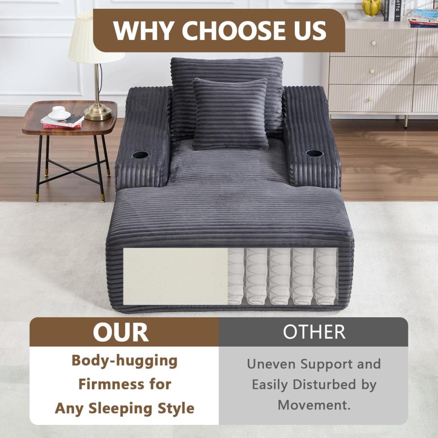 【並行輸入品】 67" Oversized Boneless Lounge Chair Indoor with Cup Holder，Cordu_6