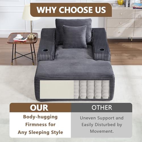 【並行輸入品】 67" Oversized Boneless Lounge Chair Indoor with Cup Holder，Cordu_7