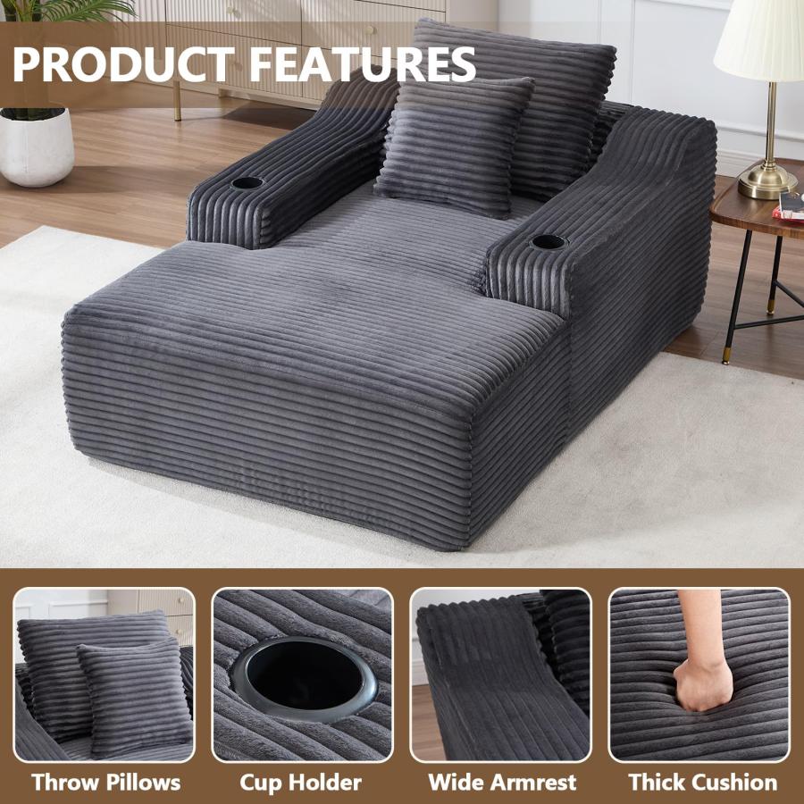 【並行輸入品】 67" Oversized Boneless Lounge Chair Indoor with Cup Holder，Cordu_9