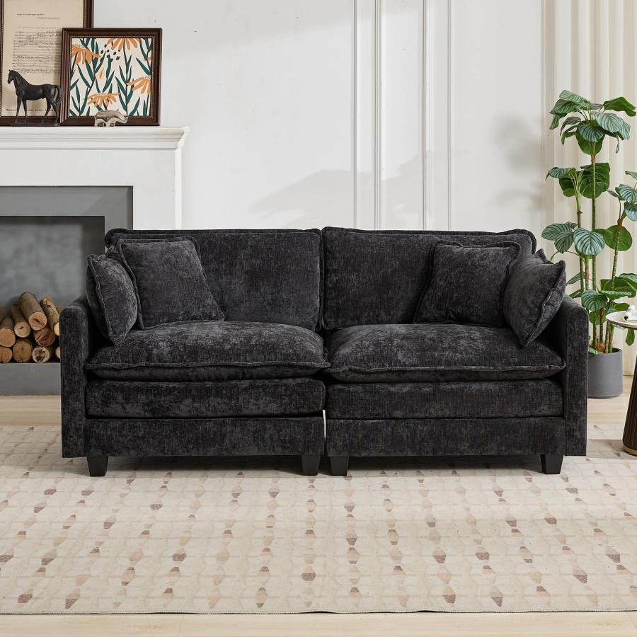 【並行輸入品】 78" Modern Love Seat Sectional Couches for Living Room， Charcoal