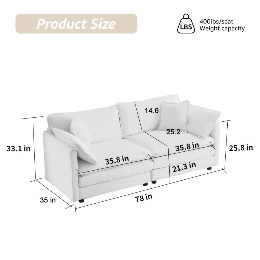 【並行輸入品】 78" Modern Love Seat Sectional Couches for Living Room， Charcoal