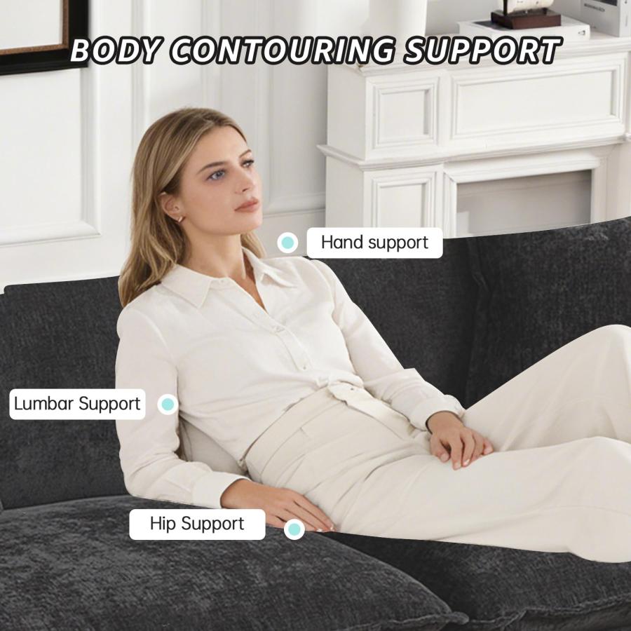 【並行輸入品】 78" Modern Love Seat Sectional Couches for Living Room， Charcoal