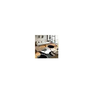 【並行輸入品】 Modern Wavy Circles Area Rug 3x5ft， Geometric Design Low Pile Ca_2