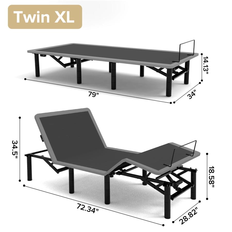 【並行輸入品】 Adjustable Bed Frame with Massage and Zero Gravity Positions， Tw_3