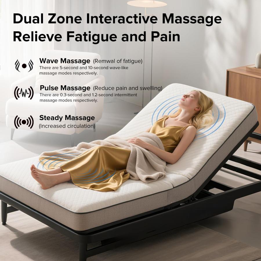 【並行輸入品】 Adjustable Bed Frame with Massage and Zero Gravity Positions， Tw_9