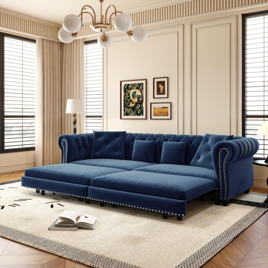 【並行輸入品】 healthomse 89" King Size Pull Out Sofa Bed， 3 in 1 Velvet Conver_9