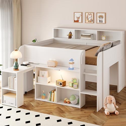 【並行輸入品】 MaiDeHaoo Full Size Low Loft Bed with Play Area Under， Playhouse_1