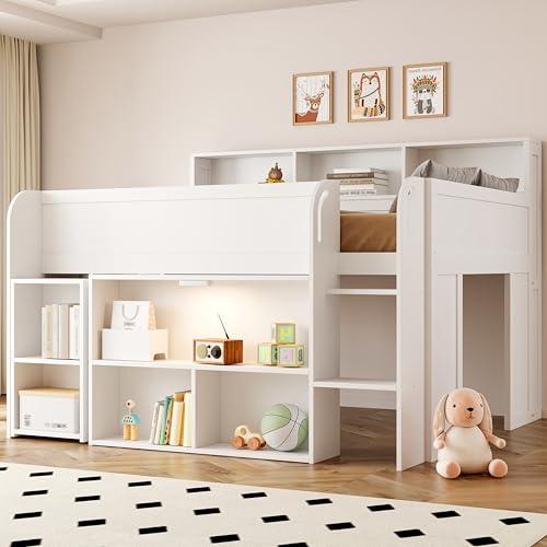 【並行輸入品】 MaiDeHaoo Full Size Low Loft Bed with Play Area Under， Playhouse_7
