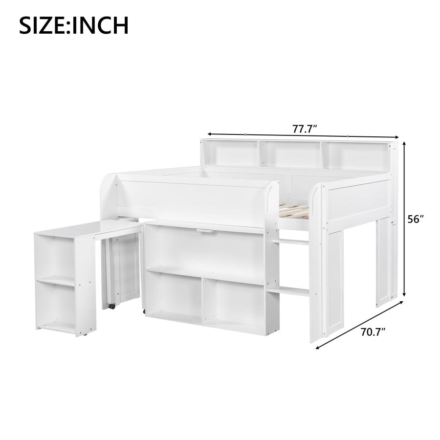 【並行輸入品】 MaiDeHaoo Full Size Low Loft Bed with Play Area Under， Playhouse_9