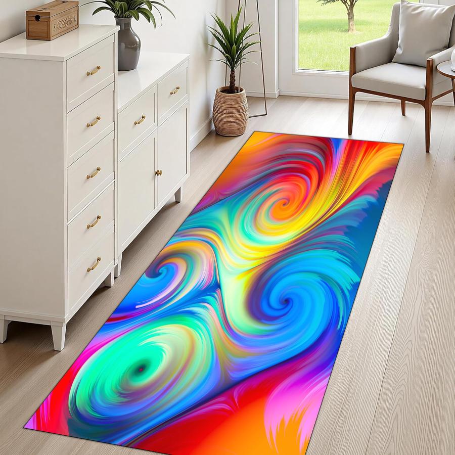 【並行輸入品】 Bohemian Runner Rug， 3.3x7ft Abstract Vortex Geometric Aesthetic_3