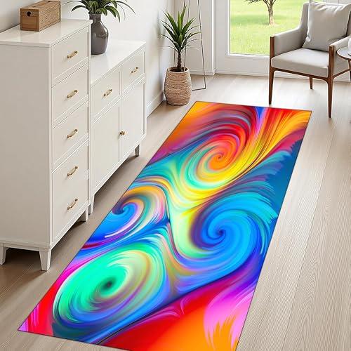 【並行輸入品】 Bohemian Runner Rug， 3.3x7ft Abstract Vortex Geometric Aesthetic_4