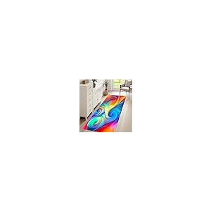 【並行輸入品】 Bohemian Runner Rug， 3.3x7ft Abstract Vortex Geometric Aesthetic_5