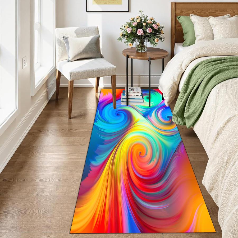 【並行輸入品】 Bohemian Runner Rug， 3.3x7ft Abstract Vortex Geometric Aesthetic_6