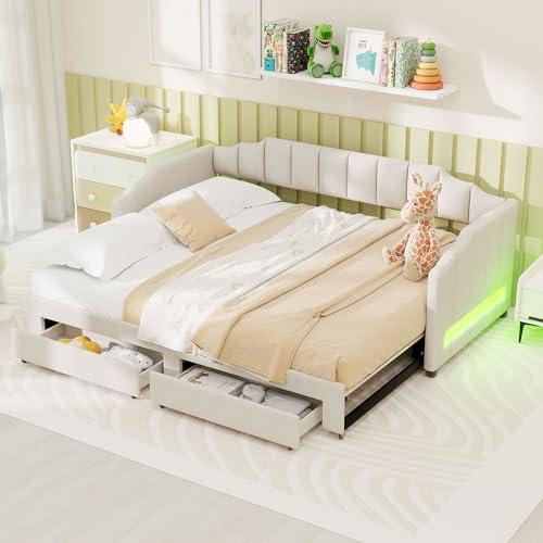 【並行輸入品】 LUMISOL Twin XL Upholstered Daybed with Pop Up Trundle， Storage_1