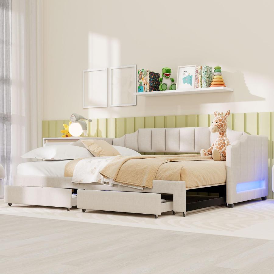 【並行輸入品】 LUMISOL Twin XL Upholstered Daybed with Pop Up Trundle， Storage_3