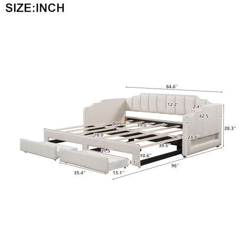 【並行輸入品】 LUMISOL Twin XL Upholstered Daybed with Pop Up Trundle， Storage_7