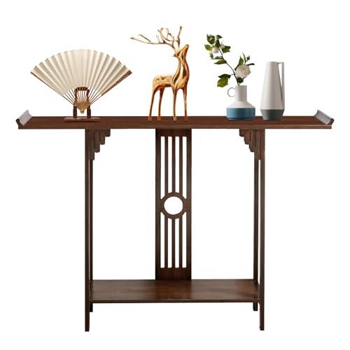 【並行輸入品】 BIAZFYIUW Bamboo Entryway Table 2 Tier， 40" Heavy Duty Console T