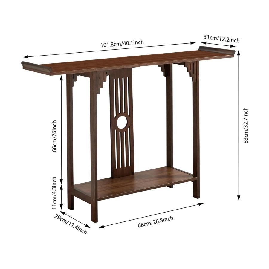 【並行輸入品】 BIAZFYIUW Bamboo Entryway Table 2 Tier， 40" Heavy Duty Console T