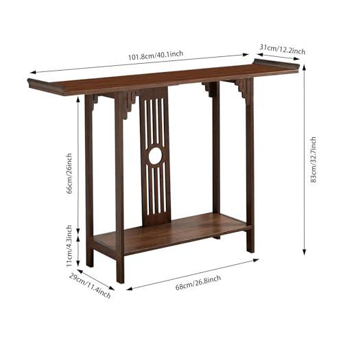 【並行輸入品】 BIAZFYIUW Bamboo Entryway Table 2 Tier， 40" Heavy Duty Console T