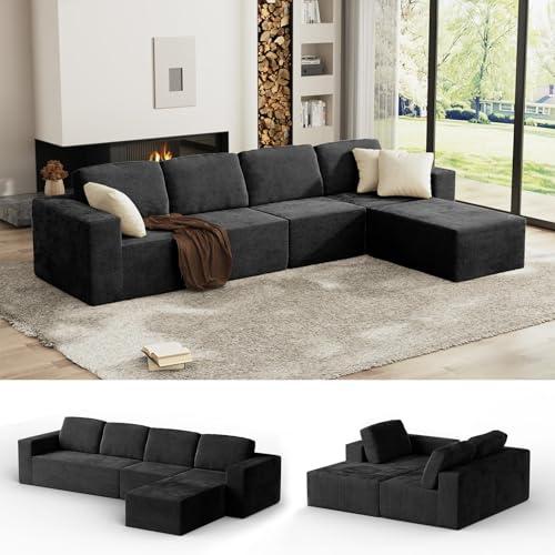 【並行輸入品】 Homiva 136" Cloud Sectional Boneless Sofa， Modular Sectional L S_1