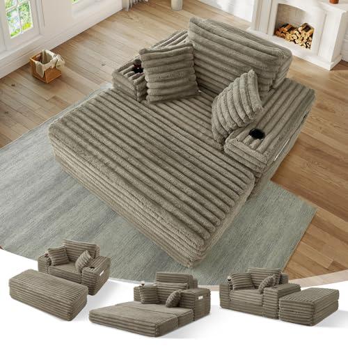 【並行輸入品】 54.5"W Oversized Convertible Chaise Lounge Chair Indoor with Ott_1