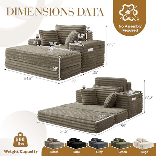 【並行輸入品】 54.5"W Oversized Convertible Chaise Lounge Chair Indoor with Ott_4