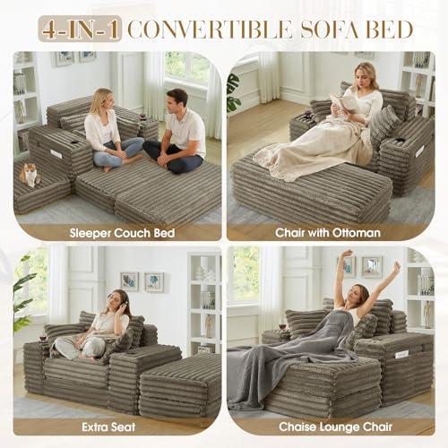 【並行輸入品】 54.5"W Oversized Convertible Chaise Lounge Chair Indoor with Ott_7