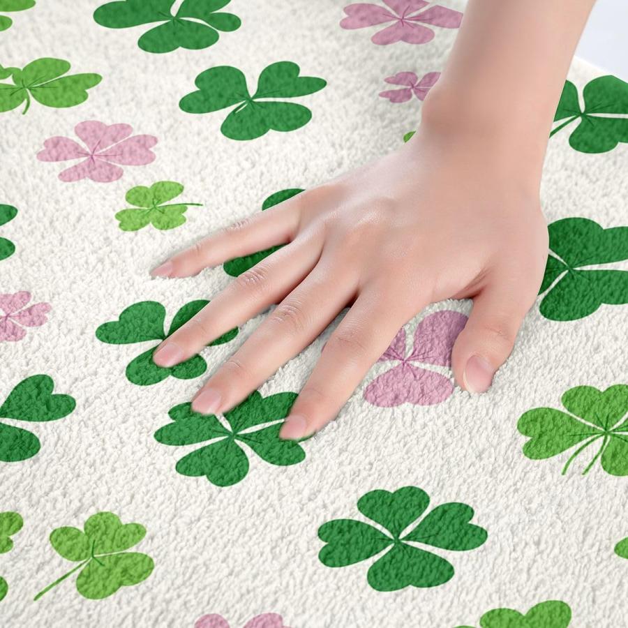 並行輸入品】 Clover Leaves Bathroom Rug Mat for Home Decor,Green