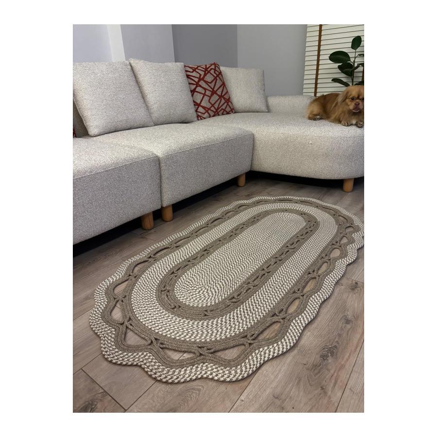 【並行輸入品】 Jute Rug Oval Braided Design 80x150cm Reversible Farmhouse Style_9