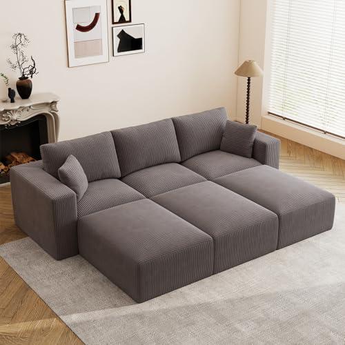 【並行輸入品】 110" Modular Sectional Sofa， Boneless Couch Memory Foam Cloud Co
