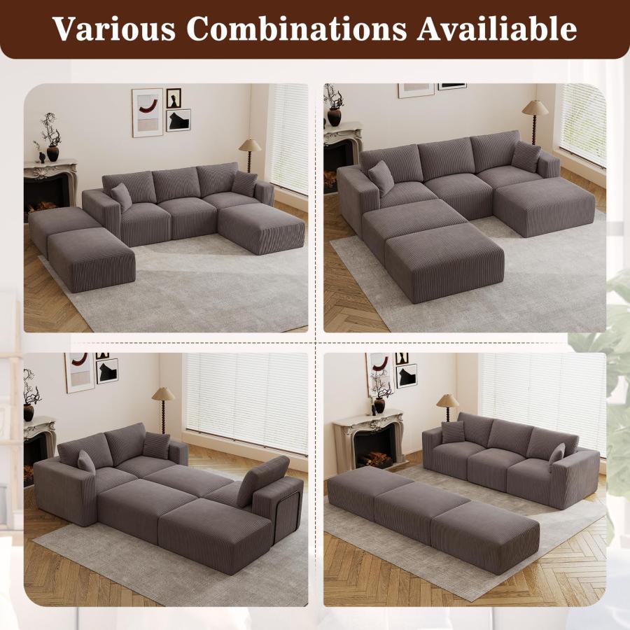 【並行輸入品】 110" Modular Sectional Sofa， Boneless Couch Memory Foam Cloud Co