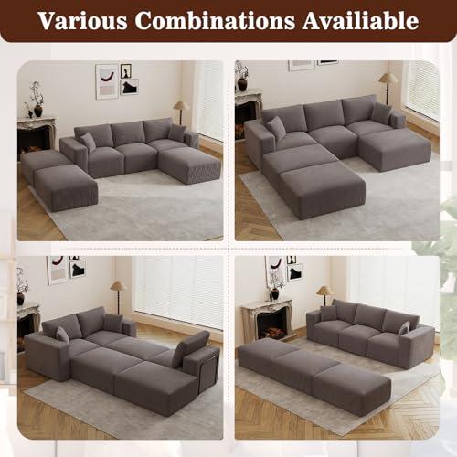 【並行輸入品】 110" Modular Sectional Sofa， Boneless Couch Memory Foam Cloud Co