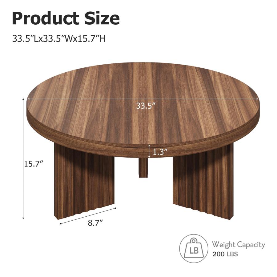 【並行輸入品】 IDEALHOUSE Round Coffee Table， 33.5" Circle Center Table with Fl_6