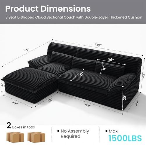 【並行輸入品】 Fkhouse Modular Sectional Sofa，Boneless Couch for Living Room，3_4