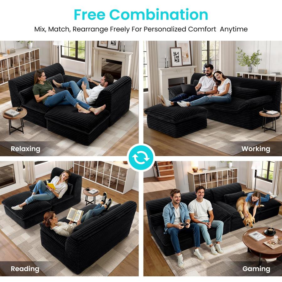 【並行輸入品】 Fkhouse Modular Sectional Sofa，Boneless Couch for Living Room，3_6