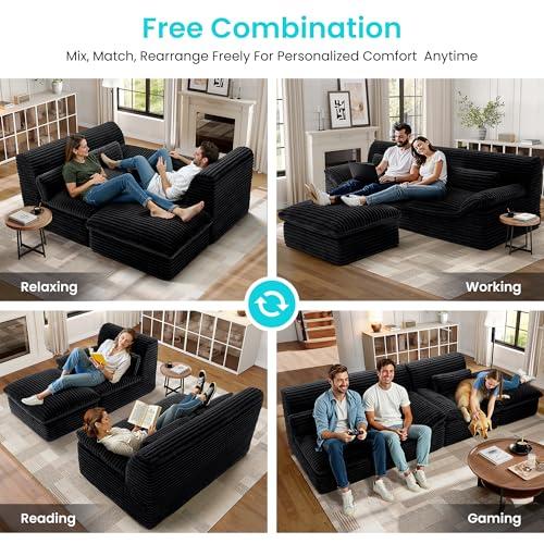 【並行輸入品】 Fkhouse Modular Sectional Sofa，Boneless Couch for Living Room，3_7