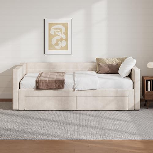 【並行輸入品】 Merax Twin Size Daybed with Extendable Trundle， Upholstered Sofa_1